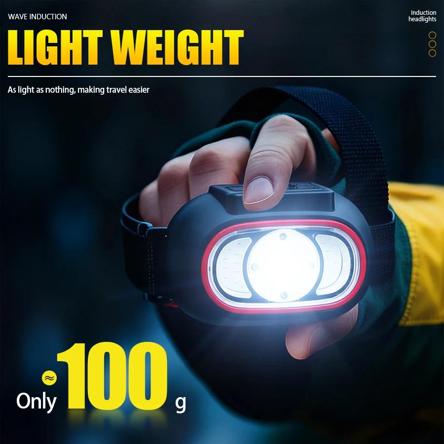 Powerful 4 LED Sensor Headlamp USB Rechargeable Headlight Led Head Torch Camping Search Light Head Flashlight Fishing Lantern