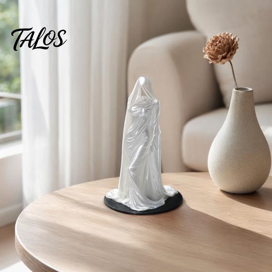 Veiled Goddess Sculpture 3D Printed Sculpture, Mysterious Female Figurine with Robe, Dark Gothic Anti-break Decor Ornament Home Statue for Desk