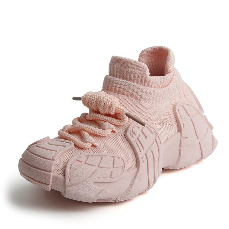 

Оптовая продажа детских кроссовок, весенняя новая мода, обувь для девочек на платформе, удобные детские кроссовки для мальчика, легкие кроссовки для бега 32insole19.6CM розовый