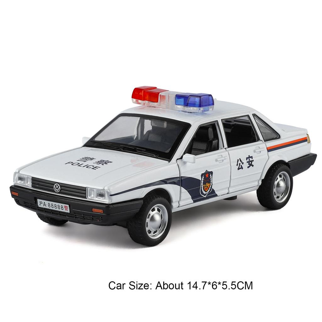 Scale 1:32 Santana Divo Police Car Model Toy Music Light Public Security 110 Supercar Doors Opened Alloy Diecast Models Boy Gift