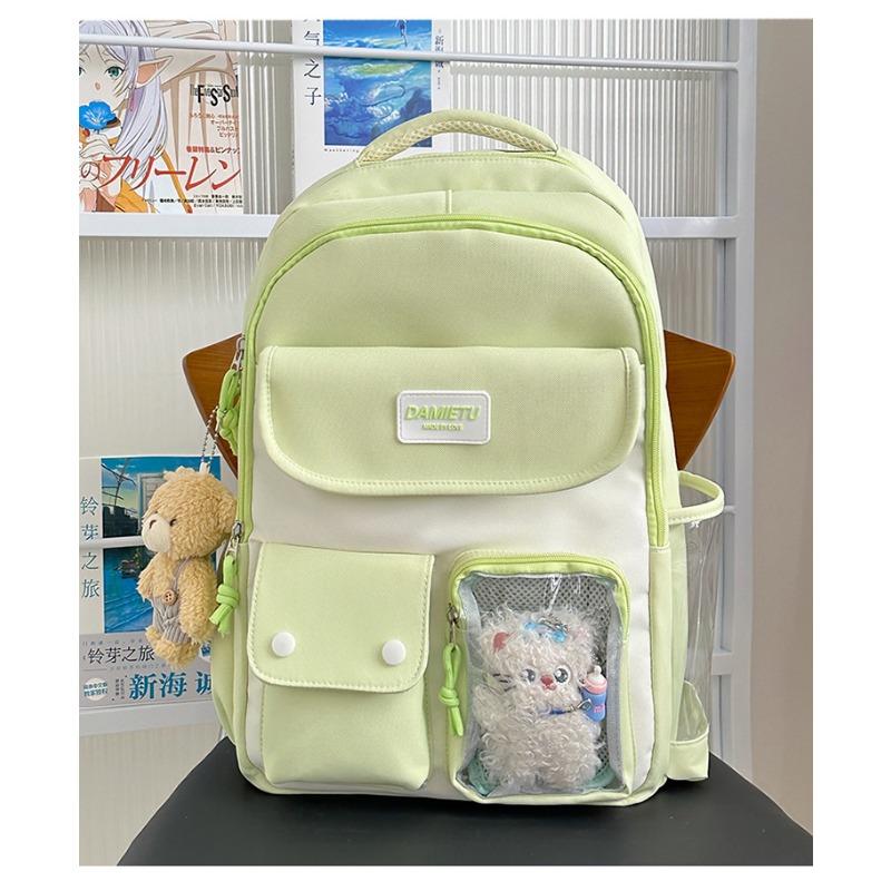 High school students large-capacity backpack new fresh and sweet two-dimensional color contrast bar