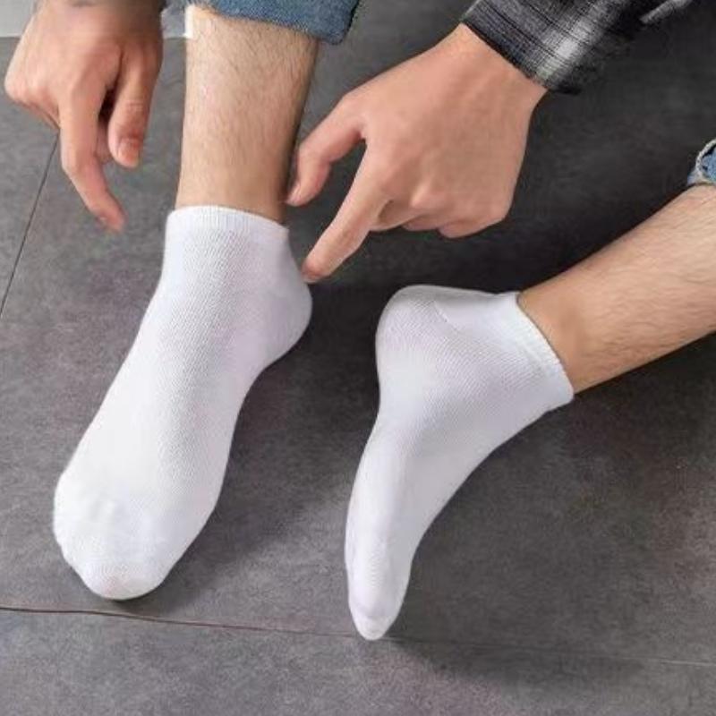 5 Paires Chaussettes Cheville Femme Blanc Noir Chaussettes Femme Respirantes Chaussettes de Sport Couleur Unie Socquettes Chaussettes Confortables en Polyester