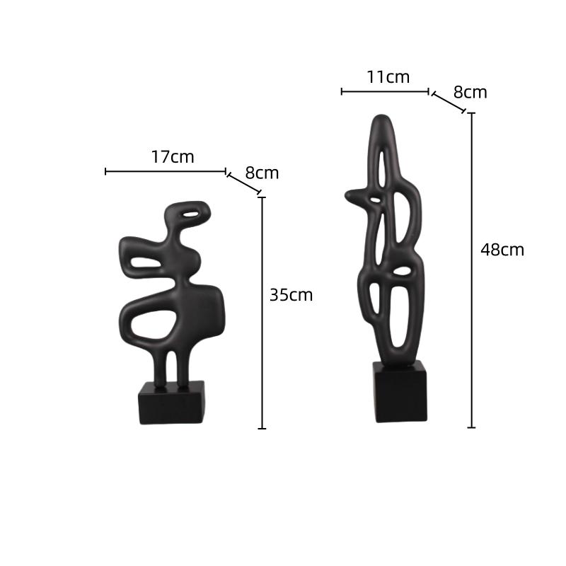 Resin Handicraft Hollow Geometric Sculpture Black and White Irregular Decorative Figurines Room Decoration Accessories