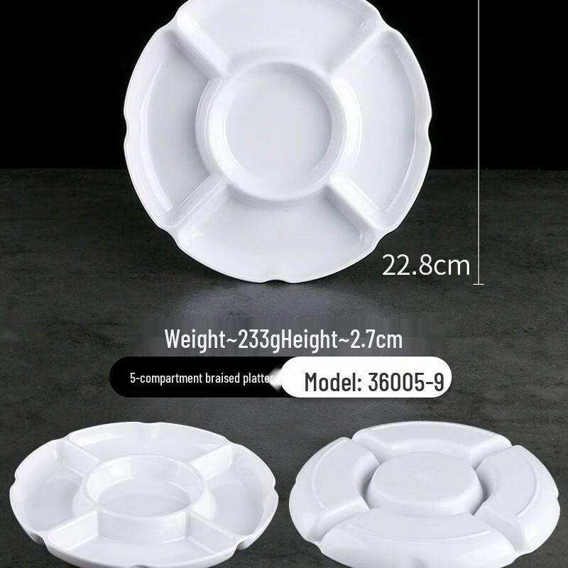 Commercial Melamine 5-Compartment Platter 9 inch