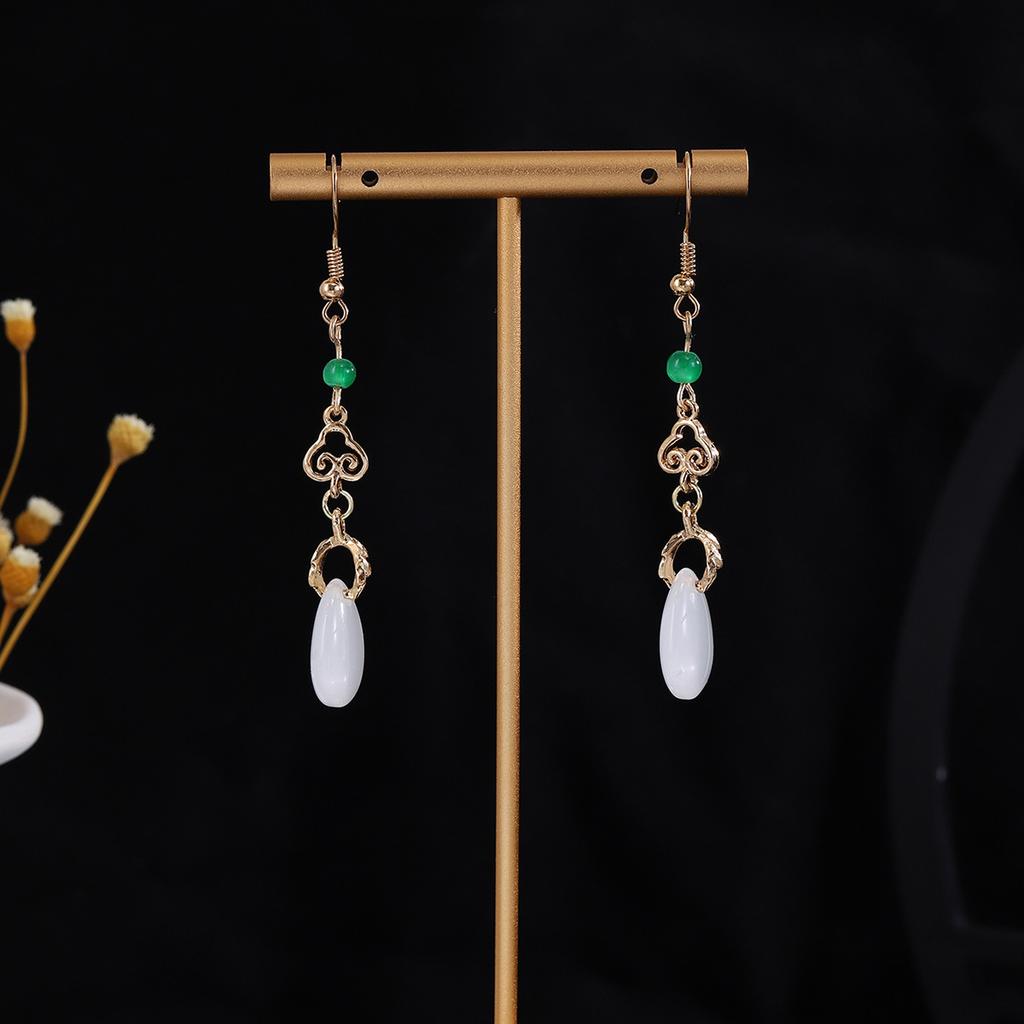 Butterfly Water Drop Pearl Fringed Ear Hook Female, Guochao Light Luxury Safety Buckle Ancient Cheongsam Earrings
