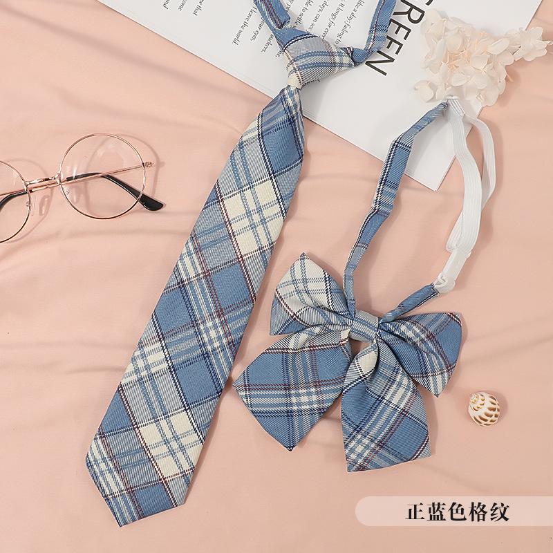 Jkdk Japanese Korean Version Of Striped College Style Red Cyan Gray Blue Shirt Men'S And Women'S Accessories Free Tie Tie Set