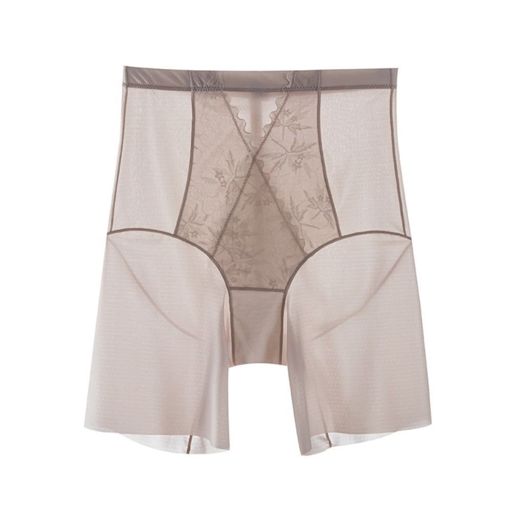 High Waist Ice Silk Panties Lace Ruffled Tummy Control Underwear Fashion Butt Lifter Briefs  Summer
