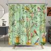 Charming Birds and Blooming Flowers Waterproof Shower Curtain for Bathroom Decor, Adding a Touch of Nature's Beauty