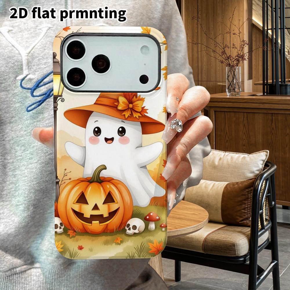 Phone Case: 2D Flat Design Suitable for iPhone 18 17 16 15 14 13 Pro Film Protective Case, Couple Style, Little Autumn Ghost, Christmas and Halloween 