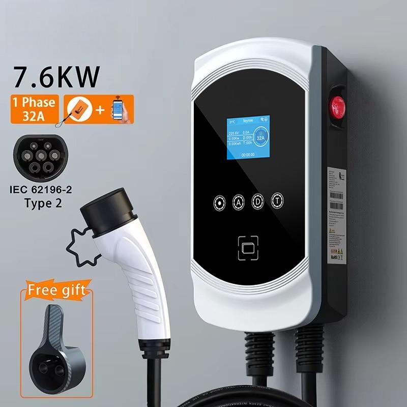 EVSE Wallbox 3Phase Type2 Cable IEC62196-2 Socket APP Control EV Charger Hight Brightness Display Electric Vehicle Charger