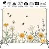 2D Flache Biene Hintergrund Niedliche Wildblumen Aquarell Foto Hintergrund