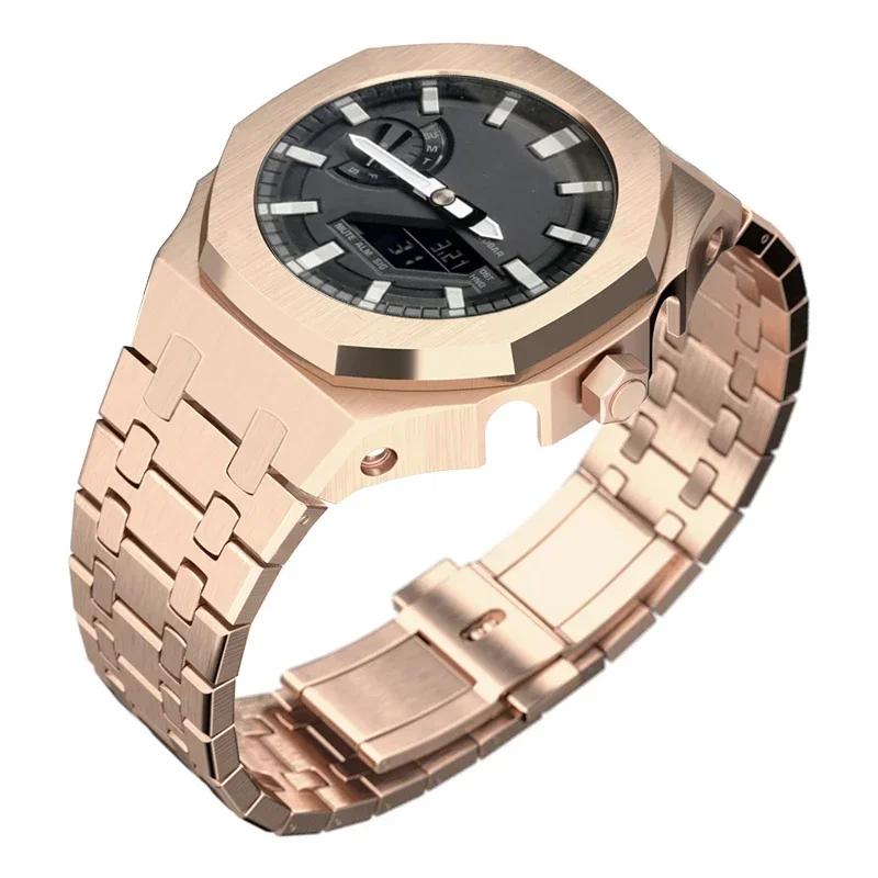 Ny Gen5 Casioak-fodral i rostfritt stål för G-Shock GA2100 Mod-kit Modifieringssats Metallram gummiband för GA2110 GAB2100