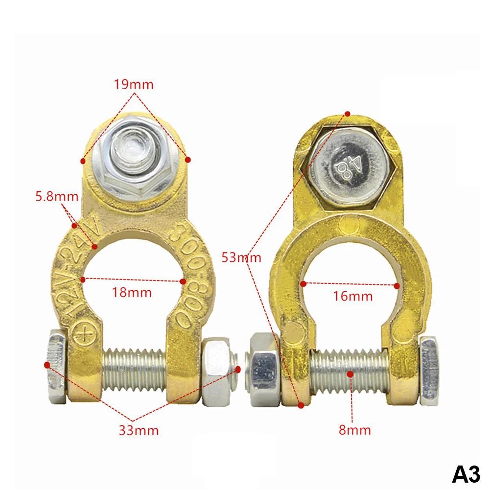1Pair Car Battery Terminal Clamps Adjustable Conductive Caps Heavy Duty Stud Type Cable Positive Negative Motorcycle Boat Car