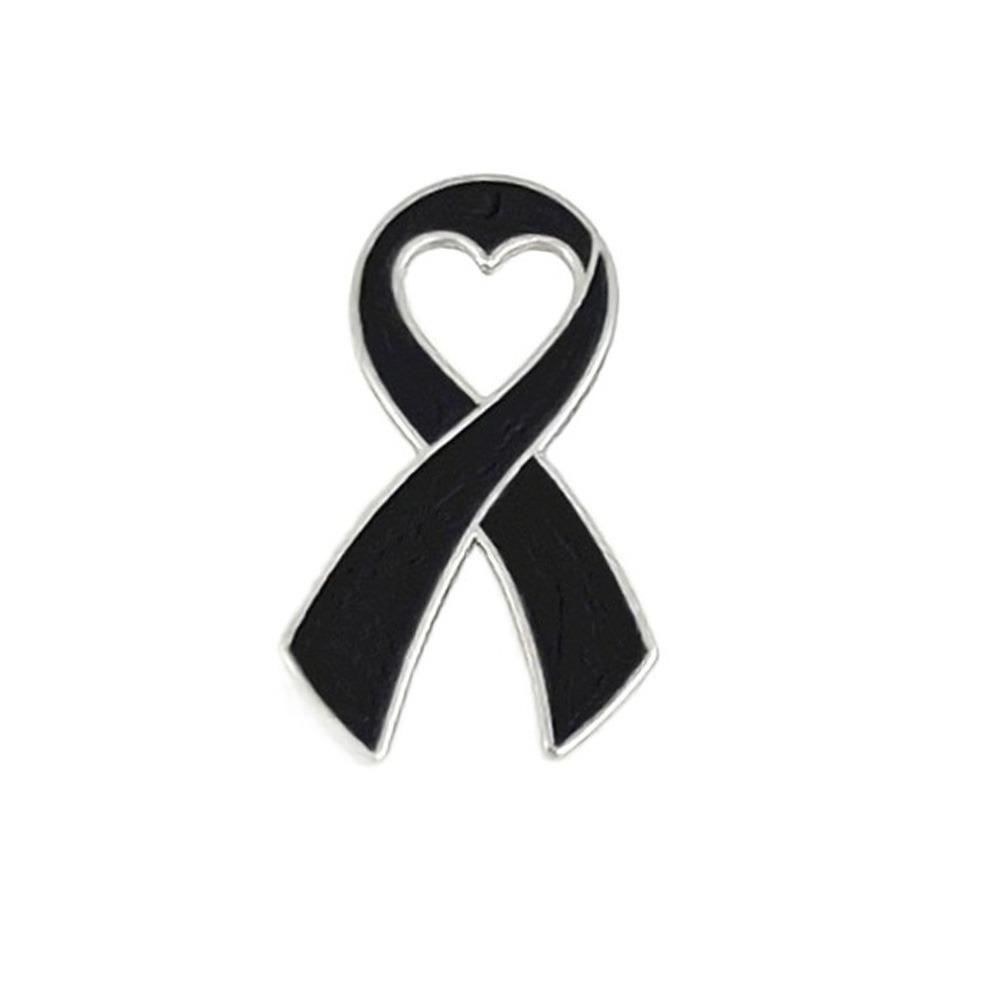 Awareness Black Ribbon Pin Melanoma Cancer Skin Cancer Funerals Memorial Pin Vintage Breast Cancer Funeral Ribbon Badge Brooch