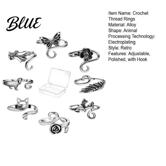 Yarn Tension Ring 8 Pcs/Set Crochet Thread Adjustable Animal Rings