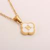 Gold-plated Letter Necklace for Elegant Women - Four-leaf Clover Letter Pendant Necklace