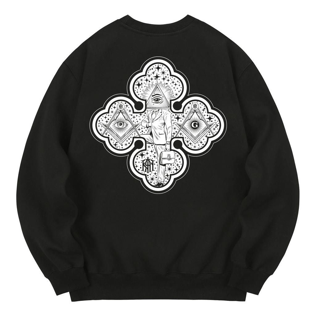 KAN6312 Kmb0123 Freemason Fleece-Lined Sweatshirt - Black