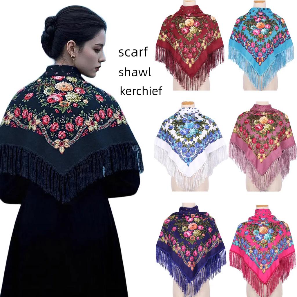 Ethnic Style Shawl Square Scarf For Woman Luxury Hijabs Printing Cape Blanket Wraps Female Warm Bandana Headscarf Classic