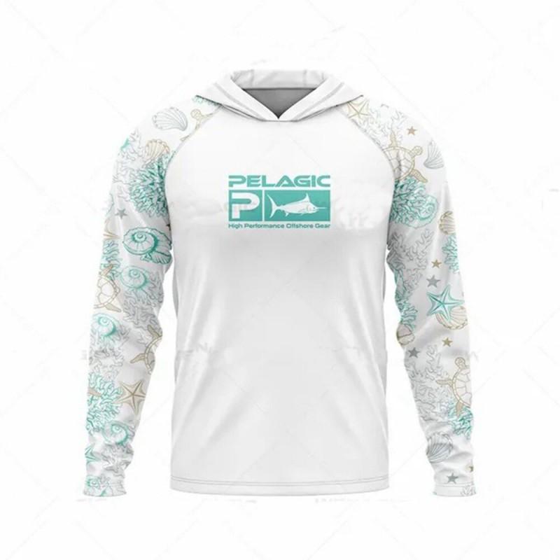 Mens Long Sleeve UV Protection Fishing Shirt Breathable Quick Dry Hooded Sunproof Outdoor Angling Top