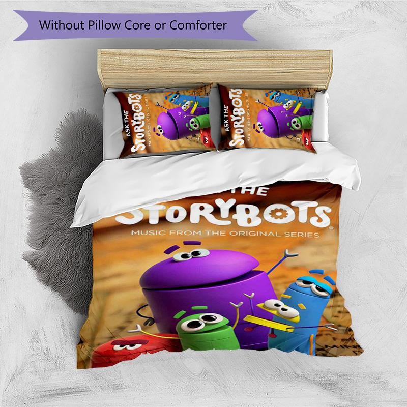 Ask the StoryBots 3pcs Bedding Set Duvet Cover Closure Includes 1 Duvet Cover & 2 Pillowcases for All Seasons Bedroom Home Dorm Decor