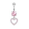 Anelli per ombelico a farfalla in acciaio inossidabile con zircone rosa per donne Anelli per ombelico a cuore Gioielli per piercing al corpo