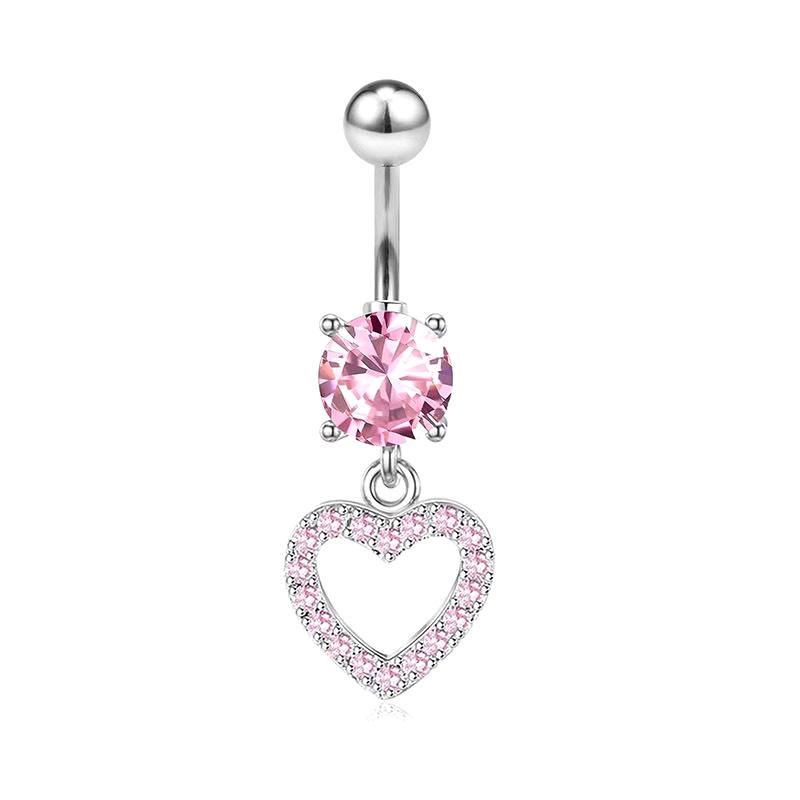 

Кольца для пупка в форме бабочки из розового циркония из нержавеющей стали для женщин, кольца для пупка в форме сердца, украшения для пирсинга тела