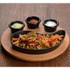 Lava Cast Iron Droplet Fajita Plate. With Wooden Platter 10X20cm.