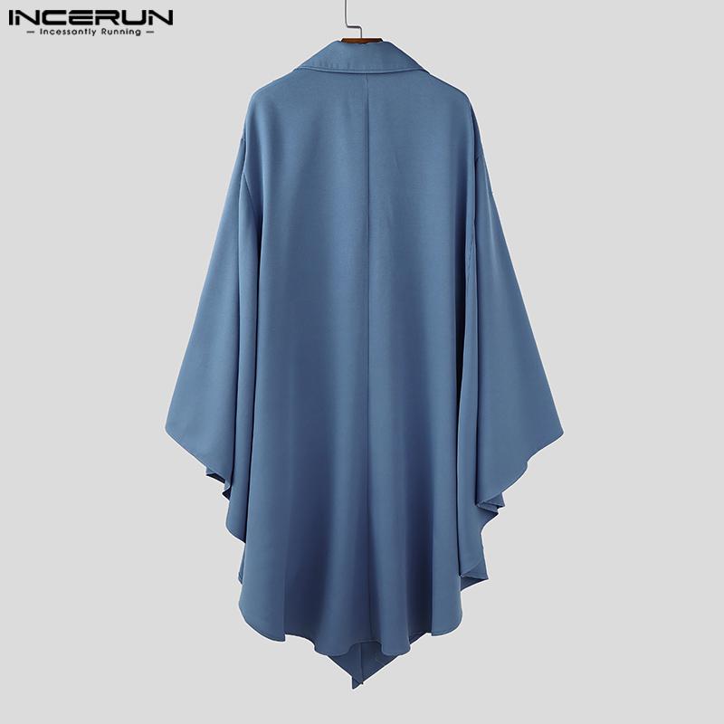 INCERUN Men Casual Loose Irregular Cloak Tops Baggy Long Cape Coats Windbreaker