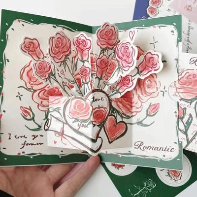 Überraschende 3D-Grußkarte Pop-Up Liebe mit Umschlag Segenskarte Rose Valentinstagskarte Ehefrau Freundin Geschenk