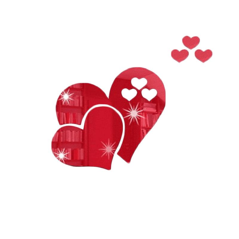 Self-Adhesive Heart Wall Stickers: 3D Acrylic Mirror for Living Room Decoration