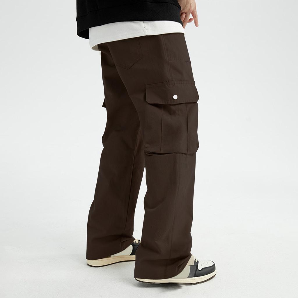 Men's Solid Color Loose Wide-Leg Straight Trousers Men's Casual Fashion Overalls