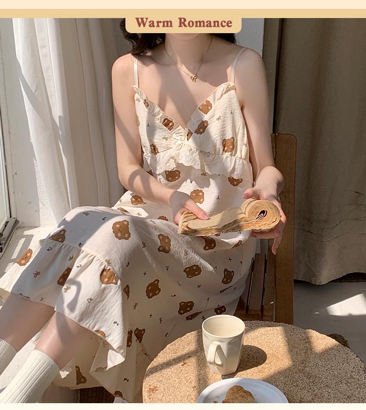 2025 Sweet Princess Style Cloud Cotton Camisole Set with Chest Pads for Women - Summer Home Pajamas