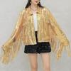Women's Shiny Sequin Tassel Jacket - European & American Style, Beaded Celebrity Top with Lining