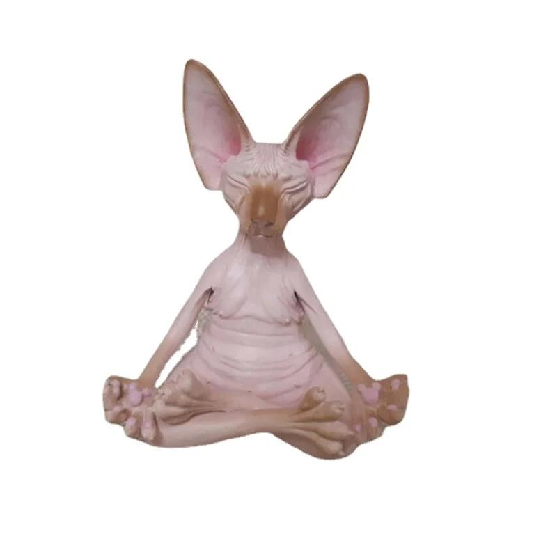 Meditazione Yoga Gatto Felice Buddha Bizzarro Statua Gatto Sfinge Scultura Art Déco Statua da Giardino Esterno