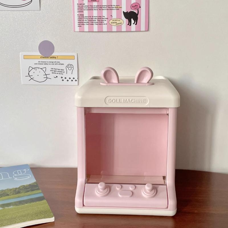 Cute Girly Claw Machine Pen Holder Creative Student Desktop Stationery Storage Box Multi-function Plush Doll Storage Box New