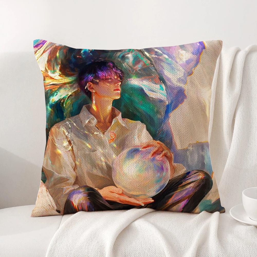 RRafayel Love DDeepspace Cushion Cover Natural Linen Organic Fabric DoubleSided Printing Sofa Home Decor Breathable