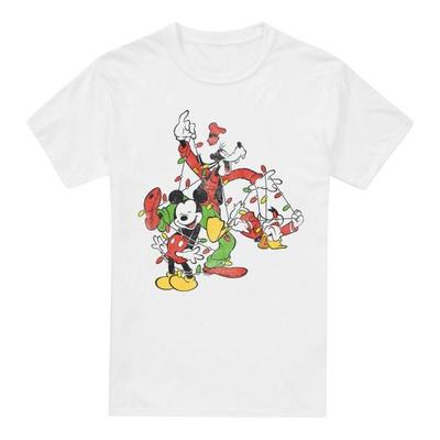 Mens Mickey & Friends Fairy Lights Christmas T-Shirt