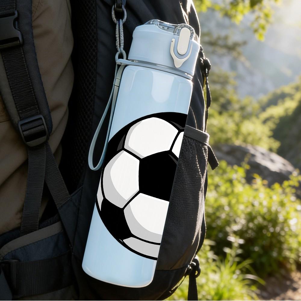 1PC Classic Black White Soccer Ball 750ml Color Plastic Sports Water Bottle Leakproof Flip Straw Lid Suitable for Sports Office Home Use