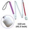 Folding white cane for the blind, five sections, aluminum construction (110 cm (pink rubber grip))