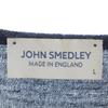 JOHN SMEDLEY Britische Wolle Langarm V-Ausschnitt Pullover L Marineblau Gestrickt Damen Gebraucht