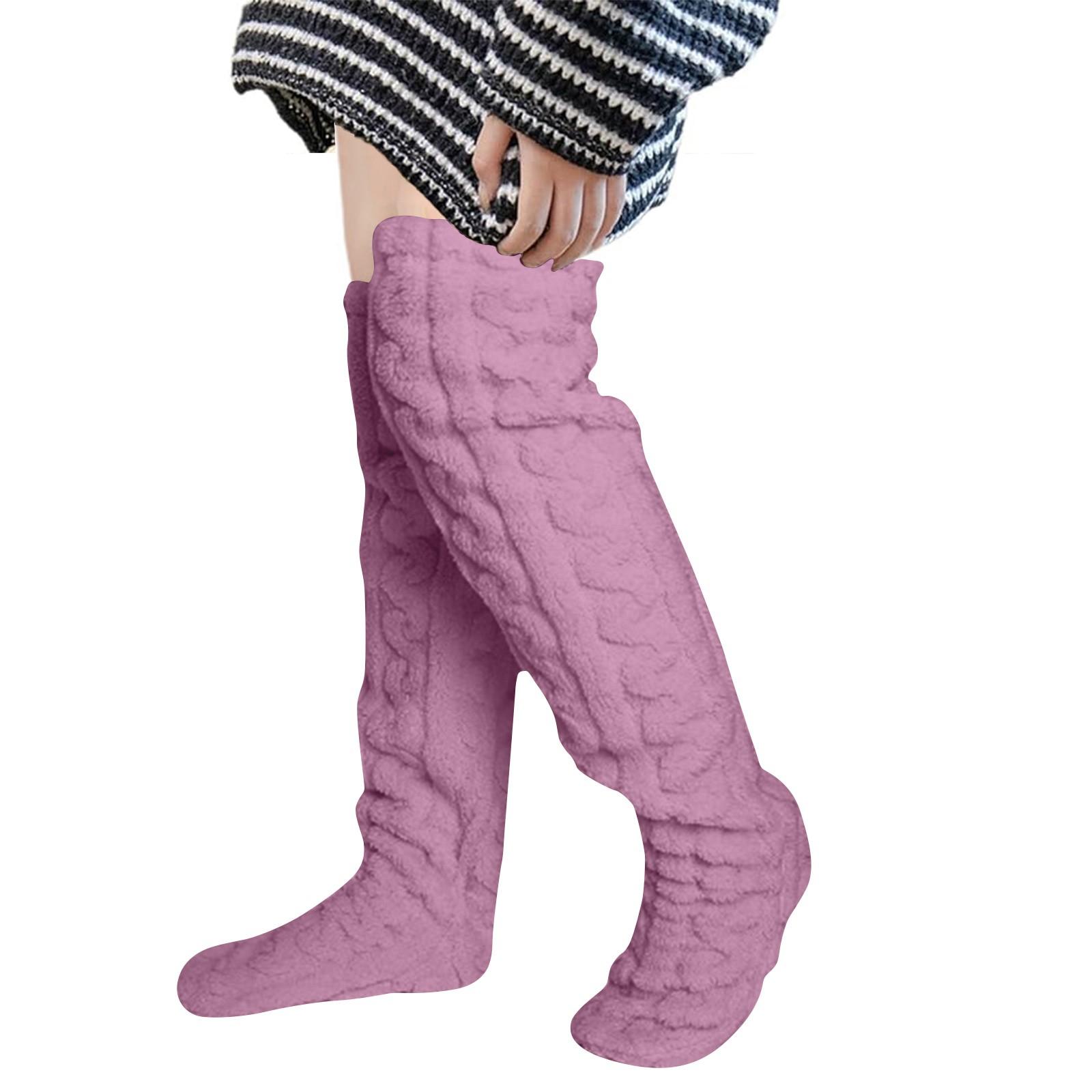 

Высокие пушистые носки выше колена, зимние пушистые длинные гетры, плюшевые тапочки, чулки для женщин и девочек, рождественские домашние спальные носки One Size розовый