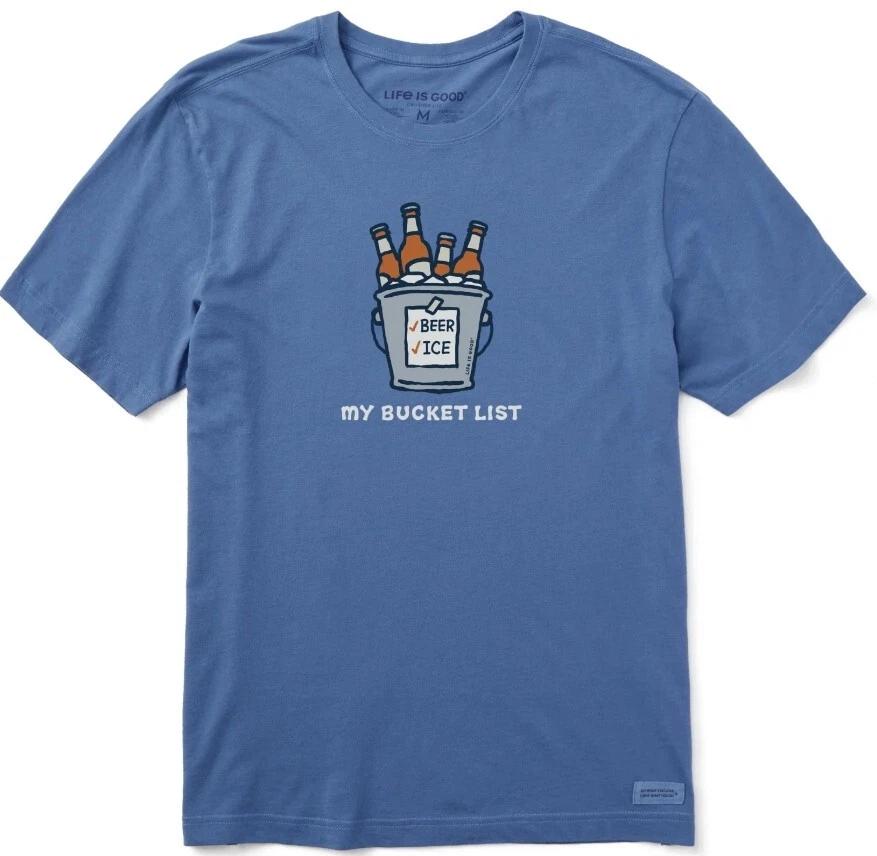 

Life is Good. Men s My Bucket List Crusher Tee, Vintage Blue 4XL
