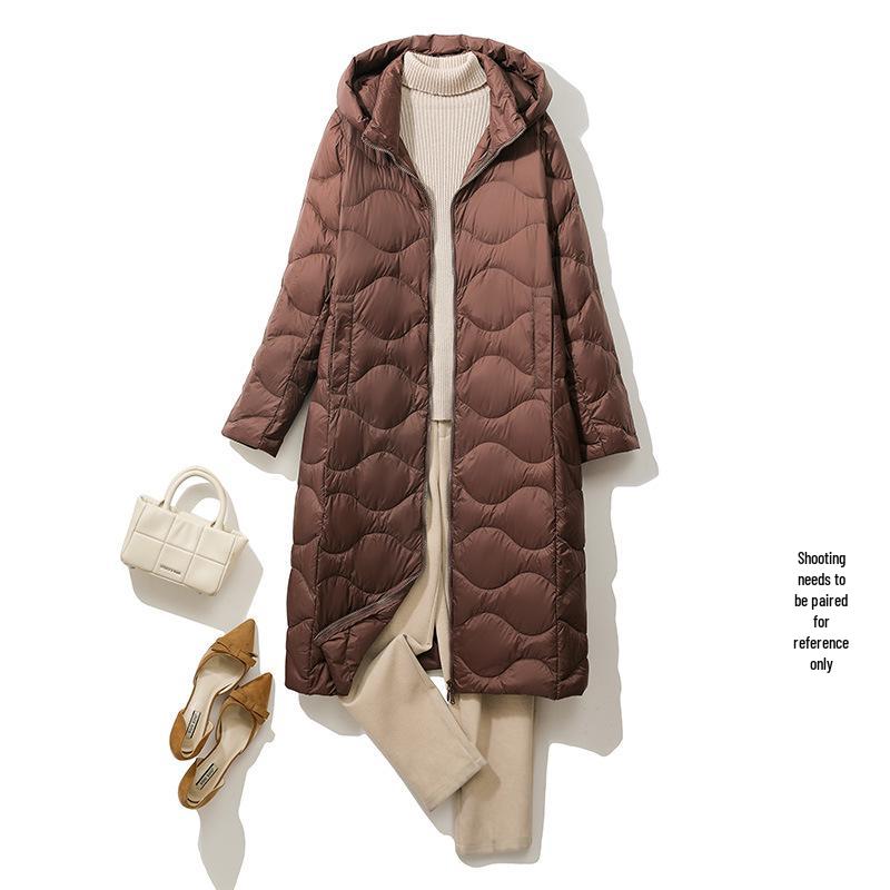 Youjia Damen Extra Lange Kapuzen-Daunenjacke - Schlankmachend und Warm für Herbst/Winter.