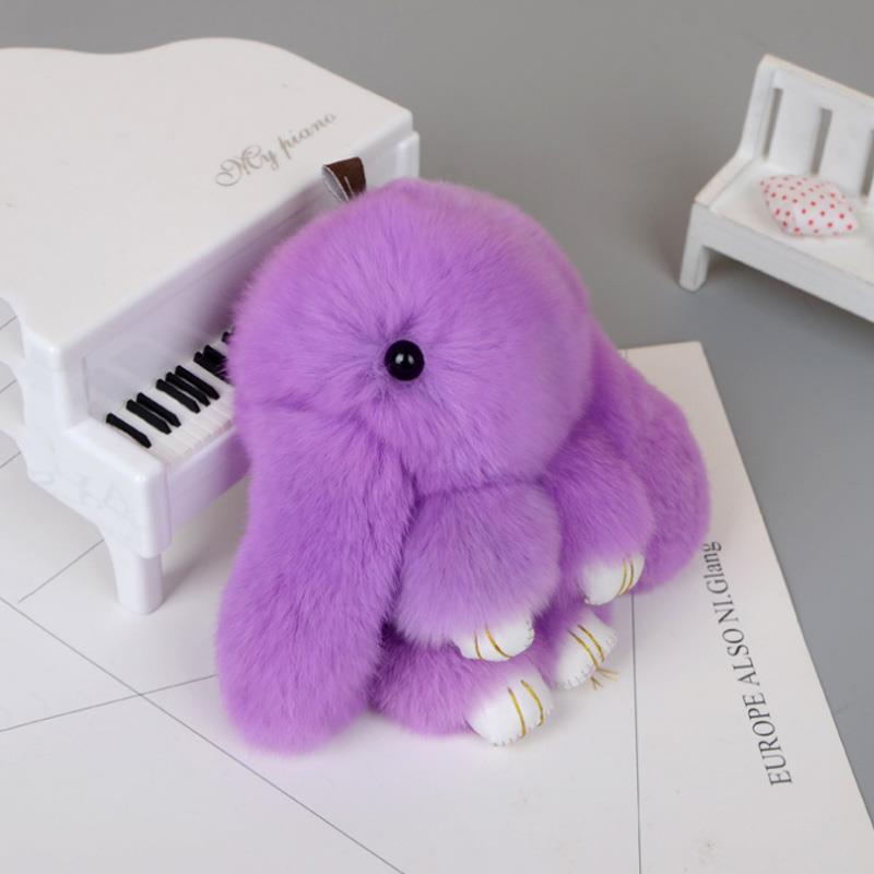 Plush Bunny Keychain Women Fur Angel Rabbit Key Ring Hare Plush Dolls Toy Girls Bag Car Key Pendant