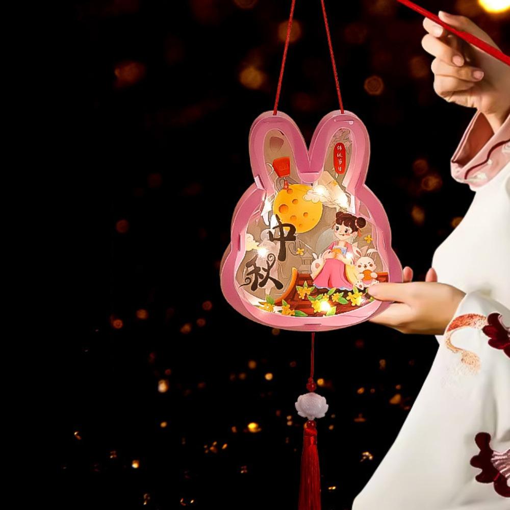 Cartoon Transparent Rabbit Lantern Handmade Lantern DIY Material Package Mid-Autumn Festival