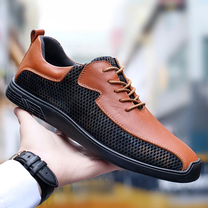 2024 Summer Men's Sandals Genuine Leather Hollowed Out Soft Bottom Breathable Casual Shoes Lightweight Comfy Flat Designer Shoes