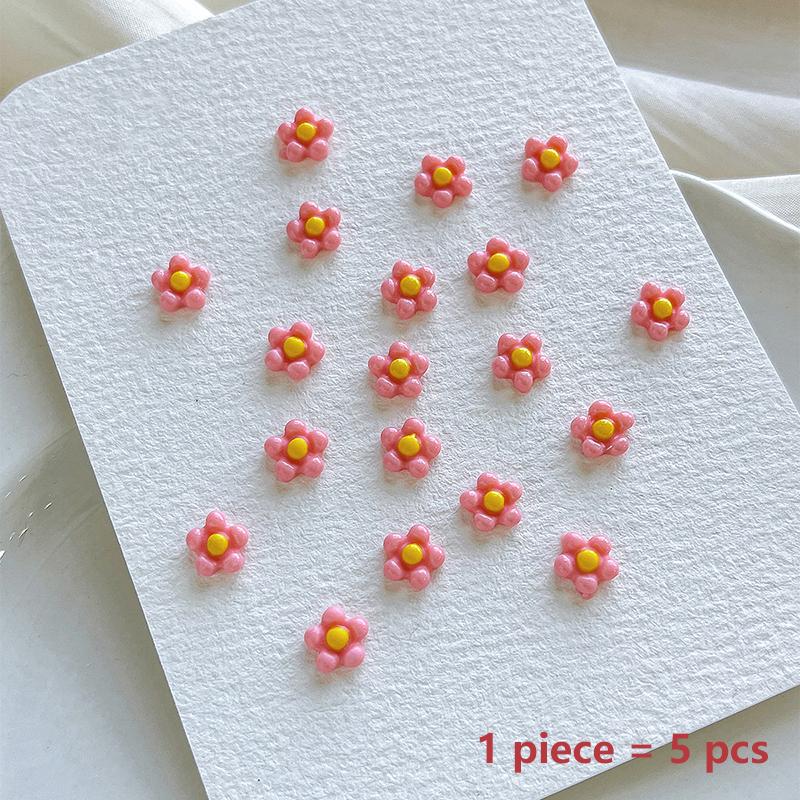 50Pcs Small Flower Nail Art Charms 3D Resin 5Petal Rhinestones Nail Decorations Kawaii Accessories Manicure Diy
