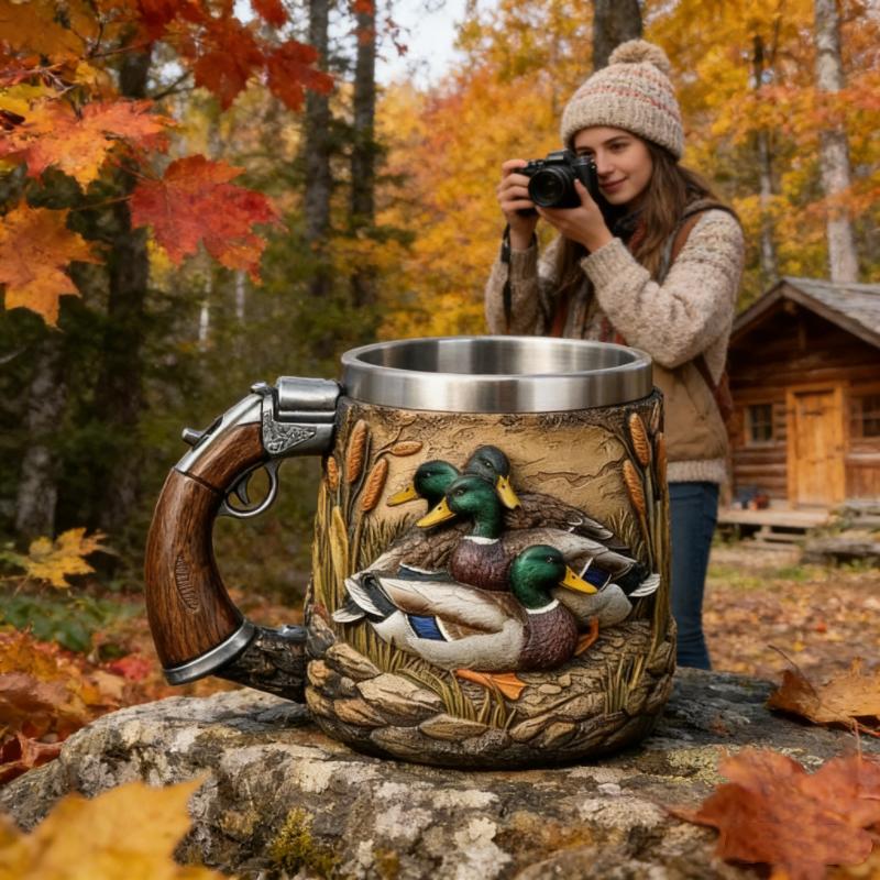 Hunting Theme Stainless Steel Cup Unique Gift for Hunters Outdoor Camping Mug