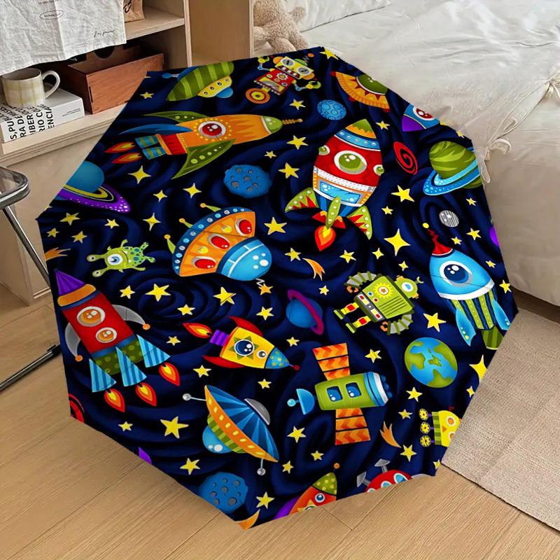 1PC Space Adventure Umbrella-8-Rib Reinforced, Automatic Open, Lightweight & Durable, Fashion Accessory for Outdoor-D374