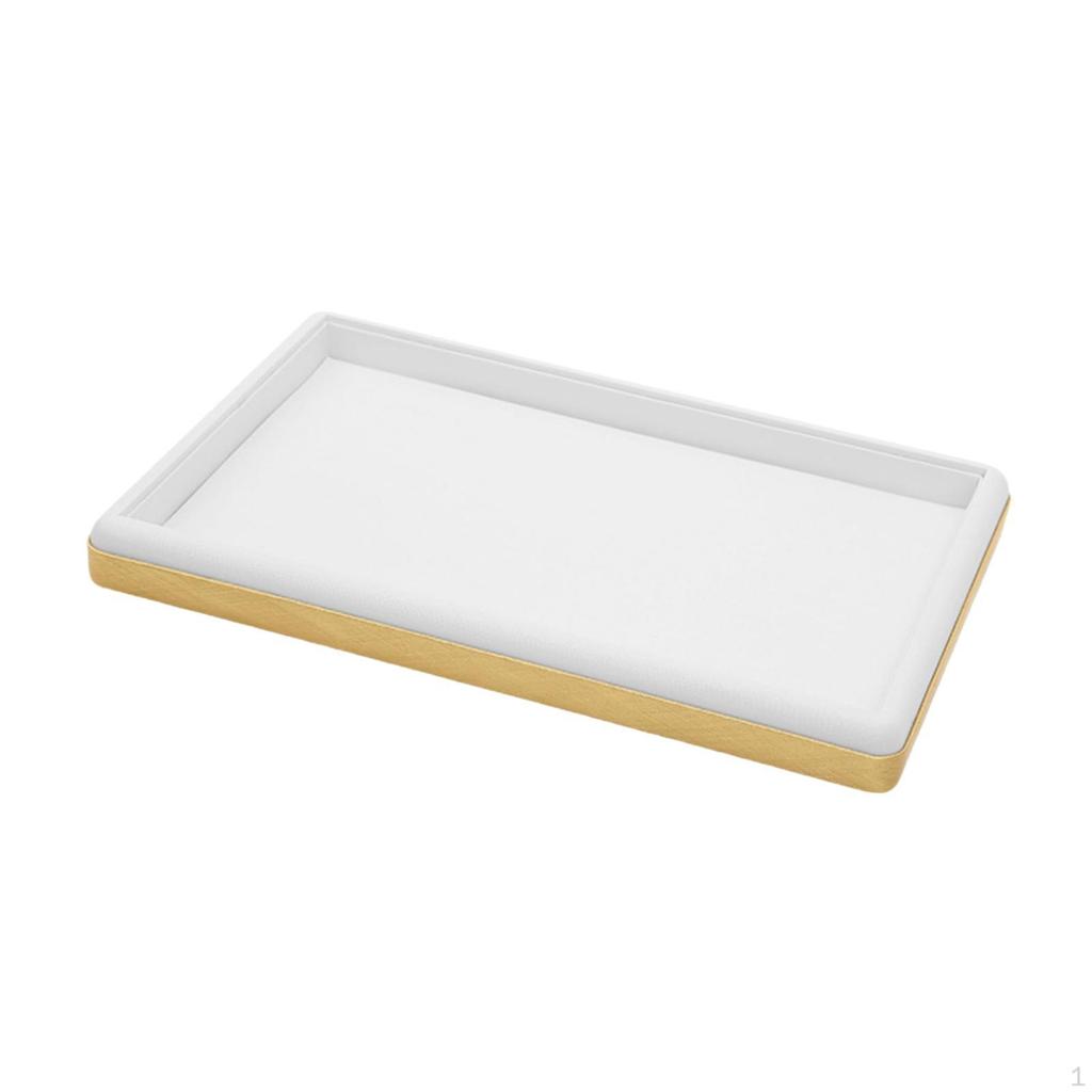Brushed Leather Jewelry Display Tray, Empty And Flat Storage Tray for Cases,